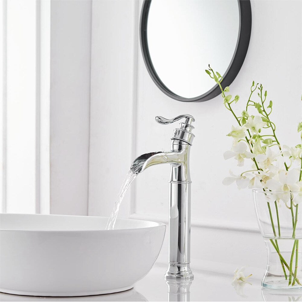 Robinet de lavabo de salle de bains à poignée unique et trou unique avec drain en métal en chrome poli