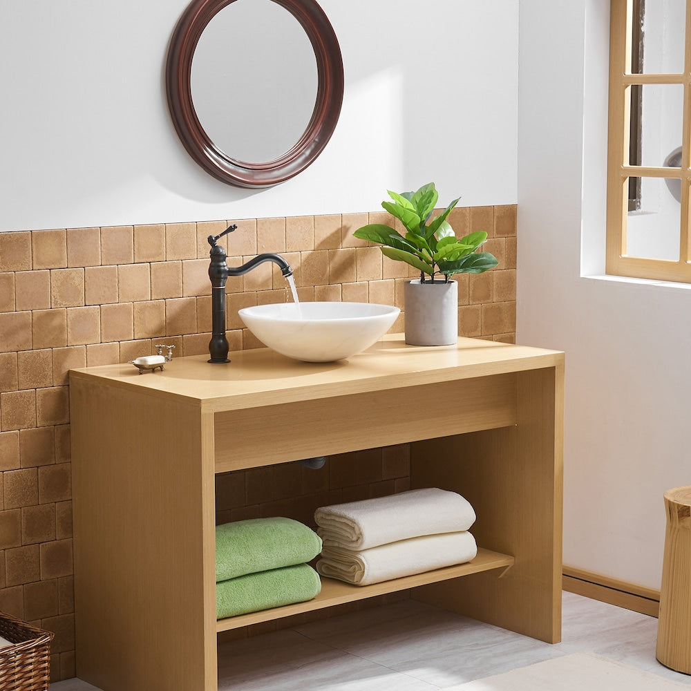 Robinet de lavabo de salle de bains à poignée unique et trou unique avec bec pivotant à 360 ° en bronze huilé