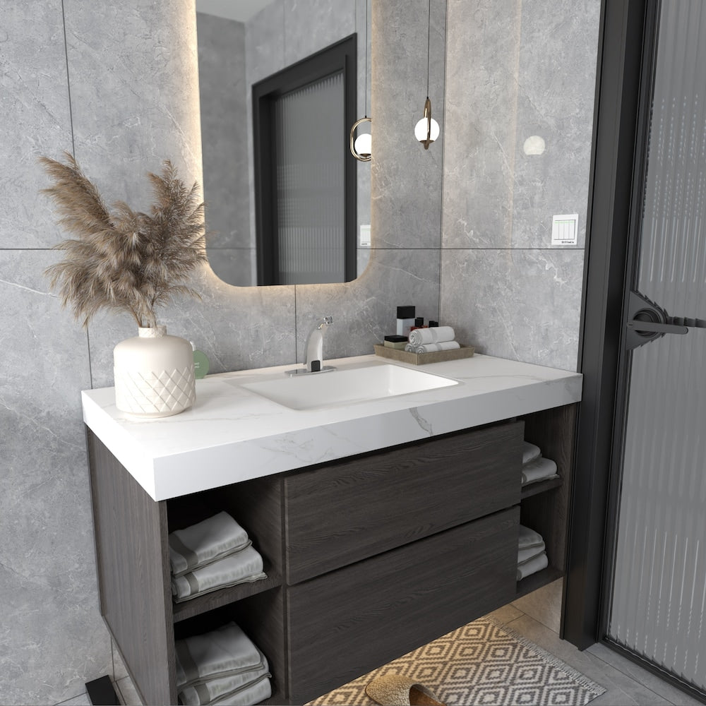 Robinet de lavabo de salle de bain automatique sans contact avec capteur et plaque de pont en chrome poli