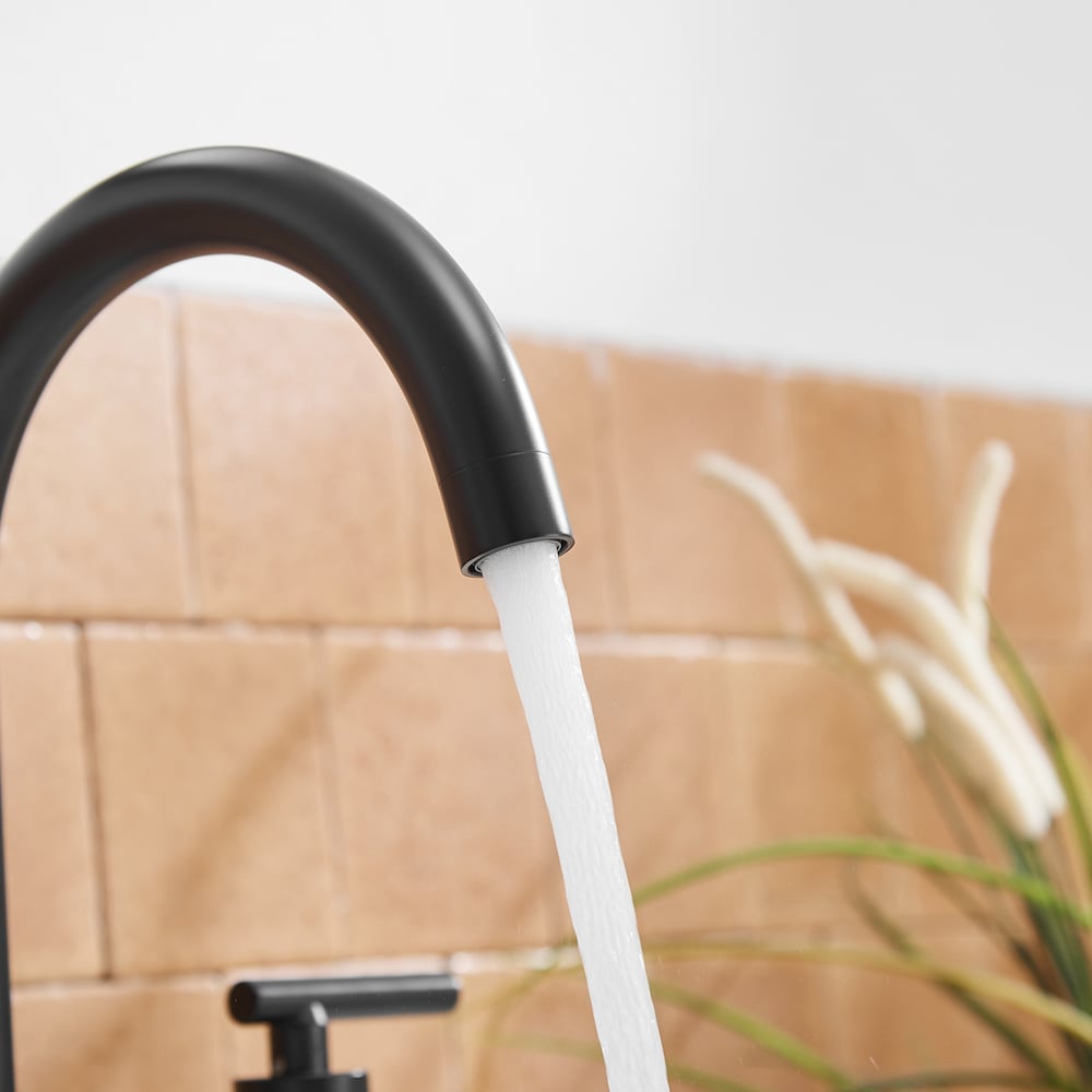Robinet de salle de bain à double poignée de 8 pouces avec ensemble de vidange escamotable en noir mat