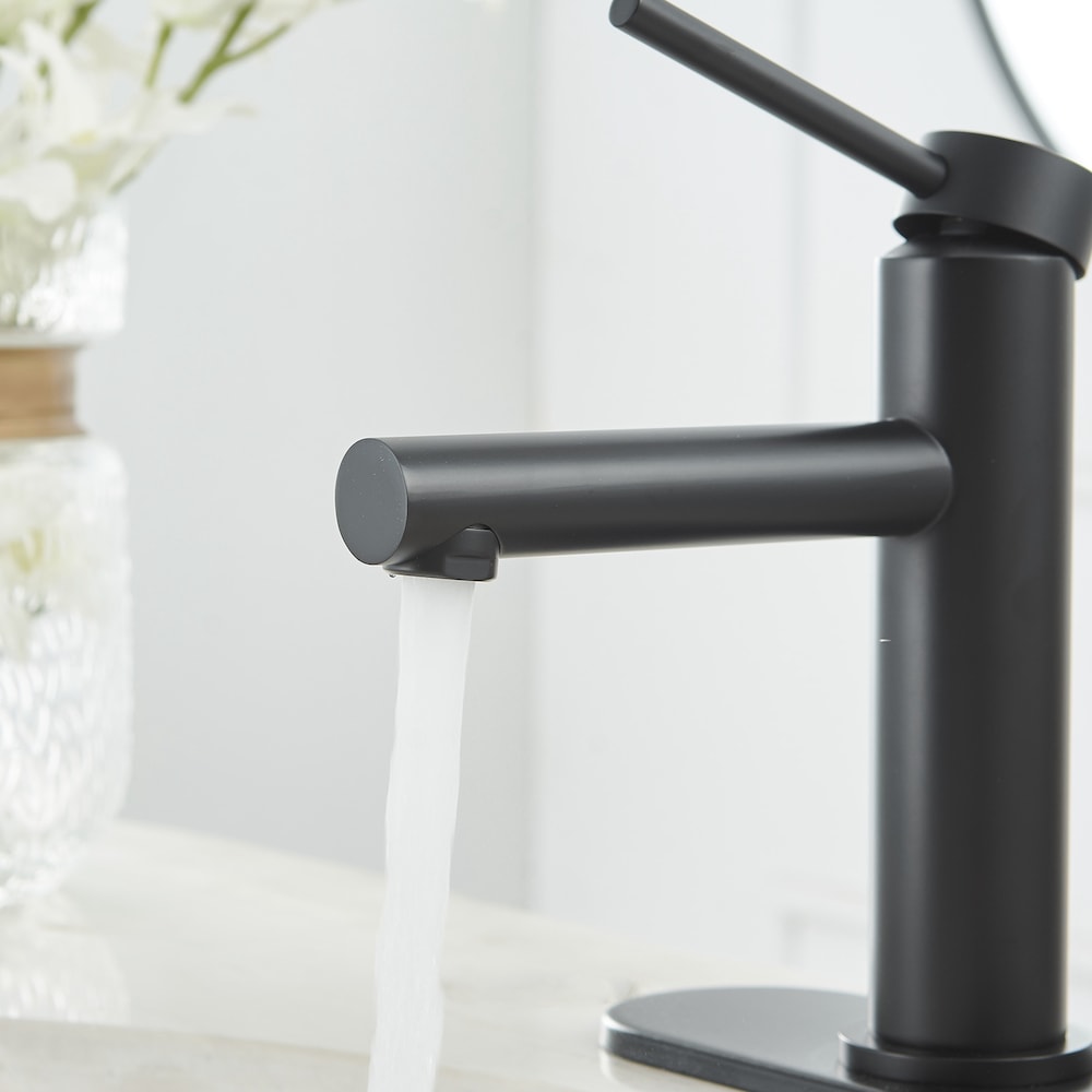 Robinet de lavabo de salle de bain à poignée unique et trou unique en noir mat