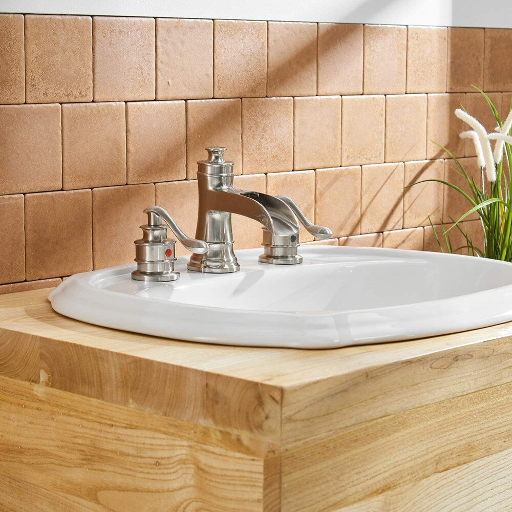 Robinet de salle de bain à double poignée et cascade de 8 pouces avec ensemble de vidange en nickel brossé