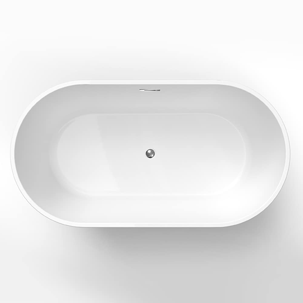 Harmony 5.58 ft. Acrylic One-Piece Freestanding Oval Soaker Bathtub with Centre Drain in White
