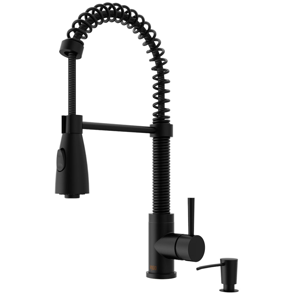 Brant Single-Handle Pull-Down Sprayer Kitchen Faucet with Soap Dispenser in Matte Black