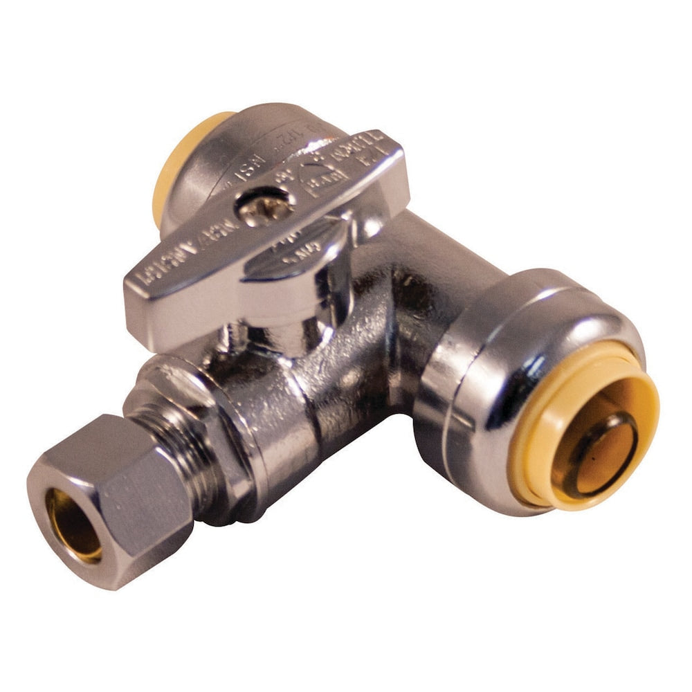1/2-inch Push x 1/2-inch Push x 3/8-inch O.D. Comp. Tee Quarter Turn Supply Stop Ball Valve Pack 5