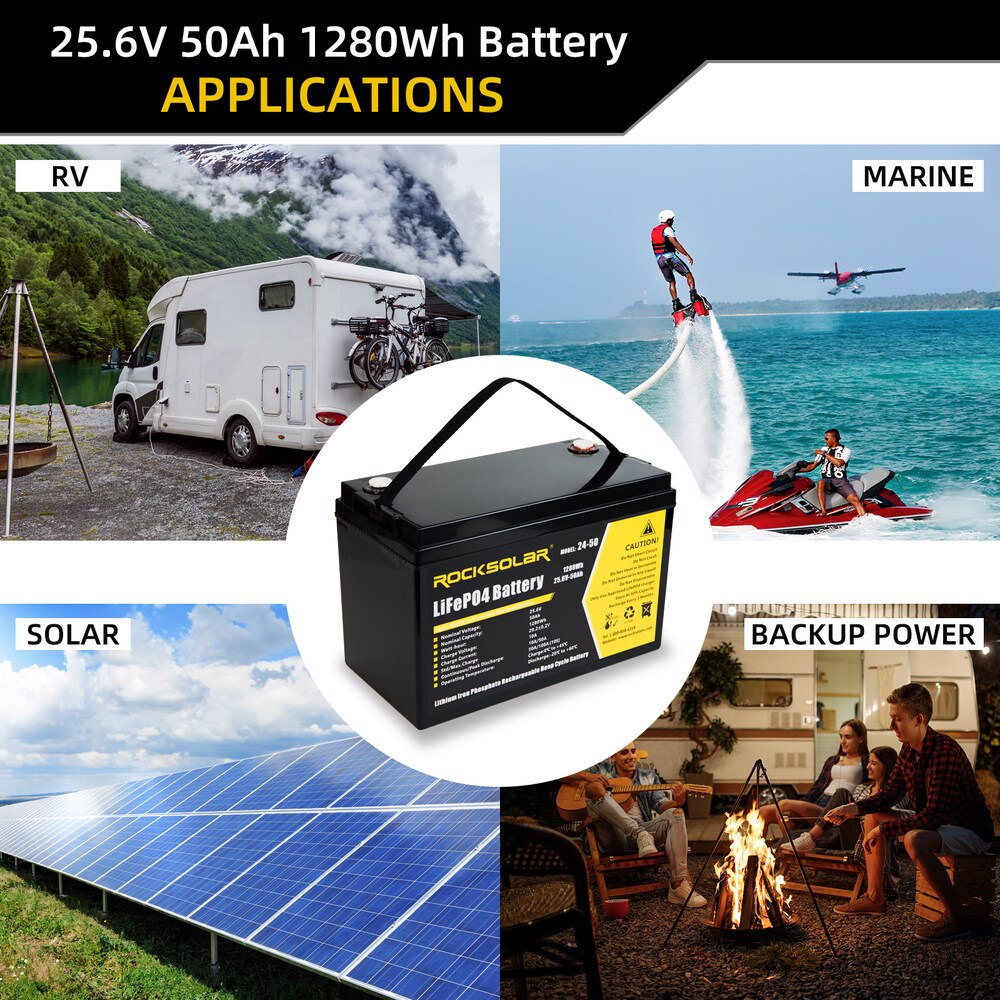 24V 50Ah Deep Cycle LiFePO4 Battery with BMS System