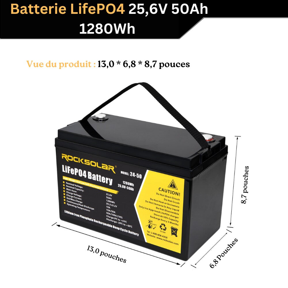 24V 50Ah Deep Cycle LiFePO4 Battery with BMS System