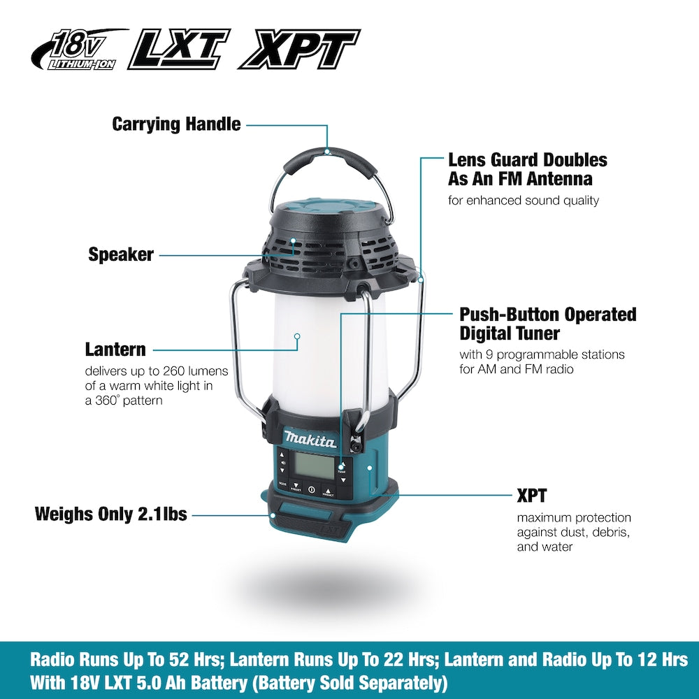 18V LXT Lithium-Ion Cordless Lantern Radio with XPT and 360-Degrees Light (Tool Only)