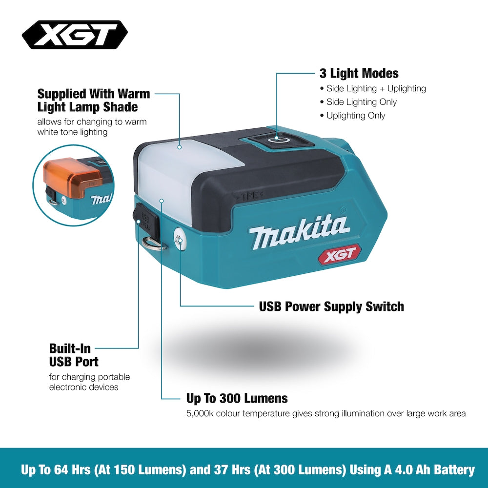 40Vmax XGT Cordless Compact Work Light LED Torch with USB Charging Port (Tool Only)