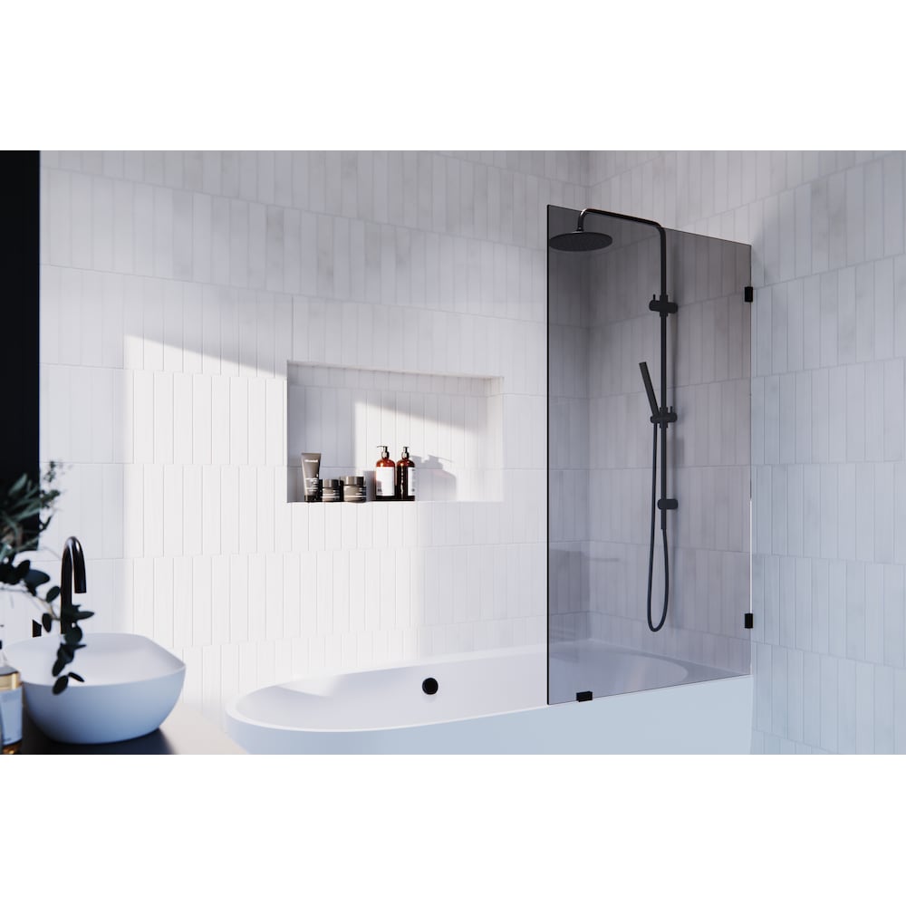 Ursa 34 in. W x 58.25 in. H Single Fixed Panel Bathtub Door in Oil Bronze with Bronze Tinted Glass