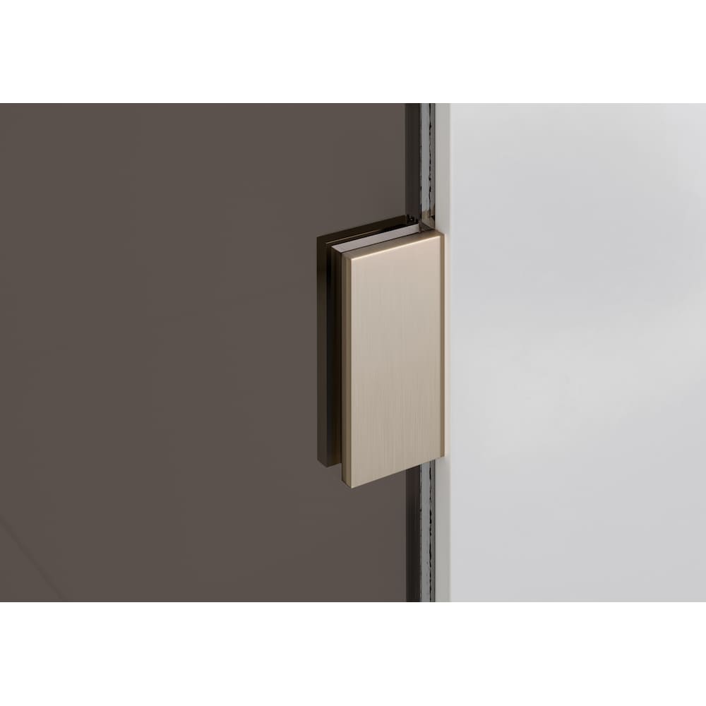 Porte de baignoire à panneau fixe simple Ursa de 34 po de largeur x 58,25 po de hauteur en bronze brossé avec verre teinté