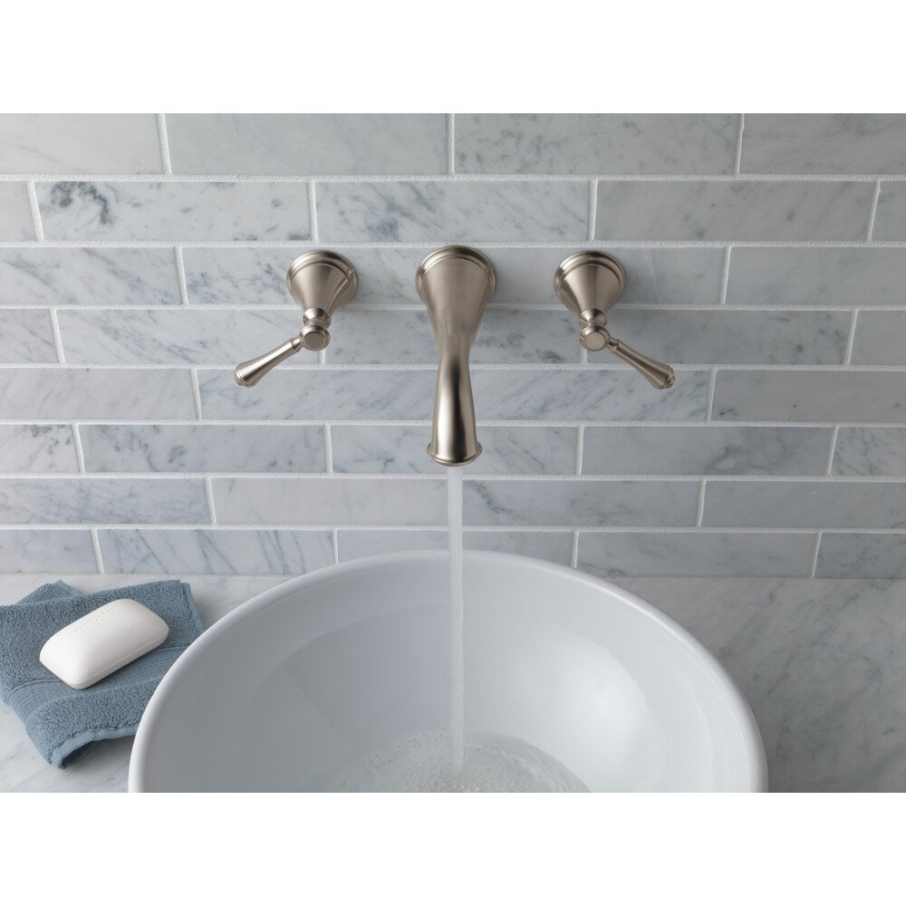 Cassidy Two Handle Wall Mount Bathroom Faucet in Stainless Steel (Valve Not Included)