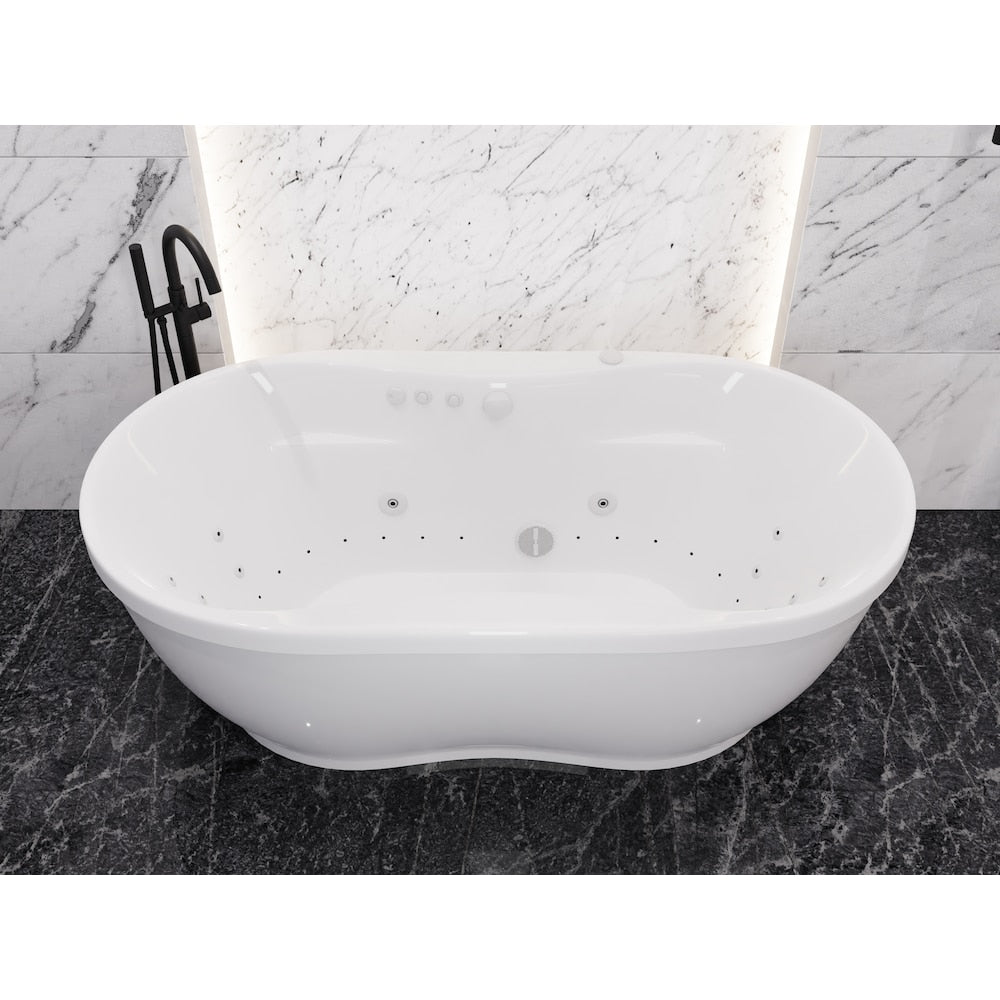 Lori 72 inch Acrylic Flatbottom Whirlpool and Air Bathtub in White