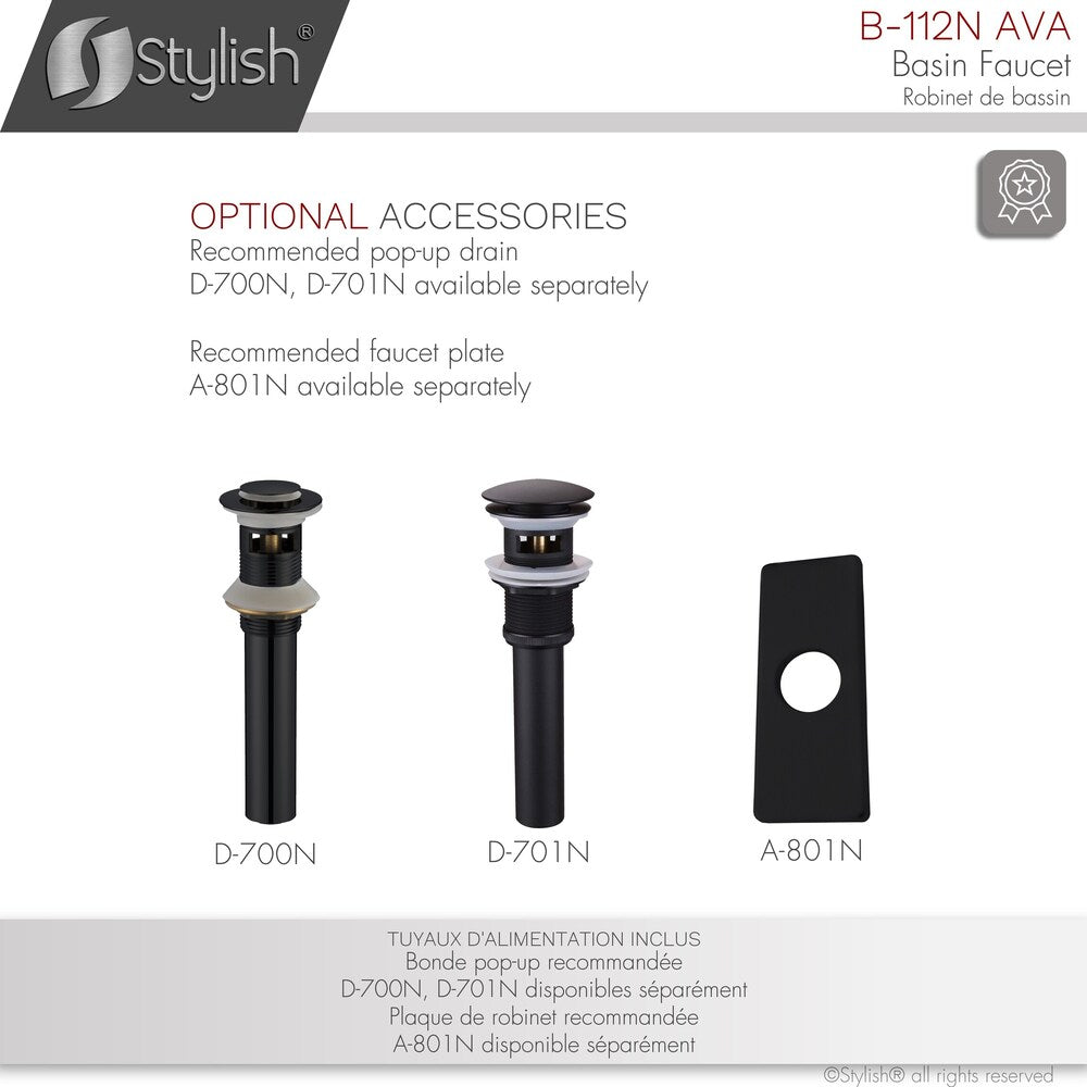 Robinet de salle de bain à poignée unique Ava noir mat