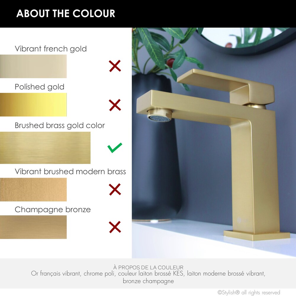 Robinet de salle de bain à poignée unique Ava en or