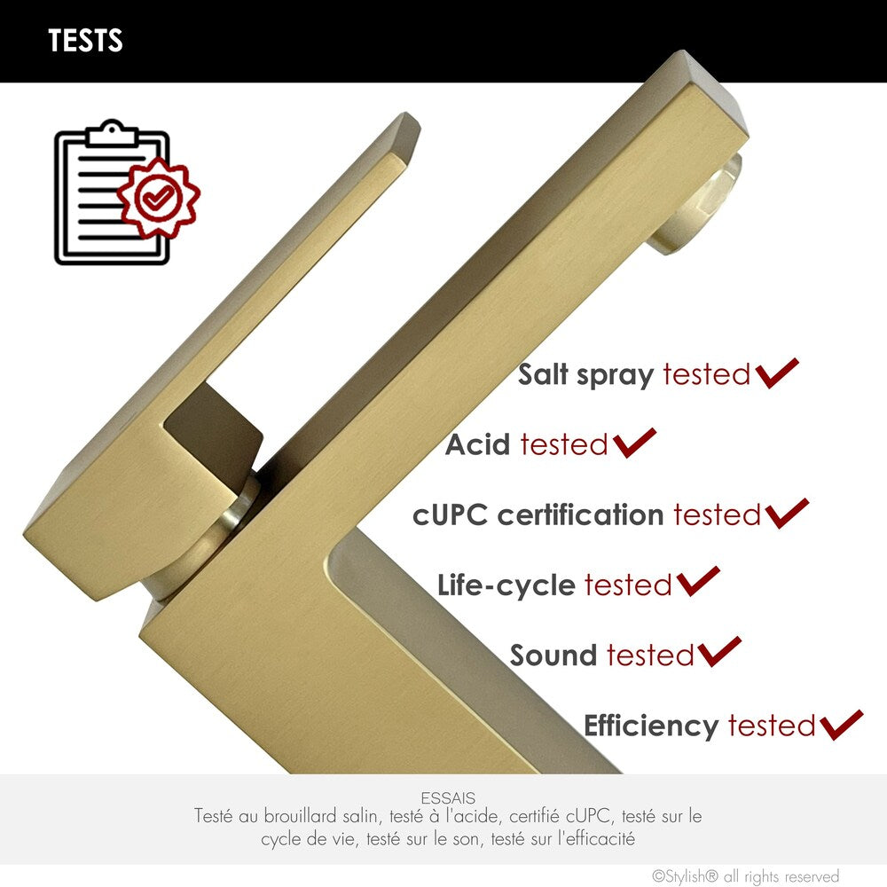 Robinet de salle de bain à poignée unique Ava en or