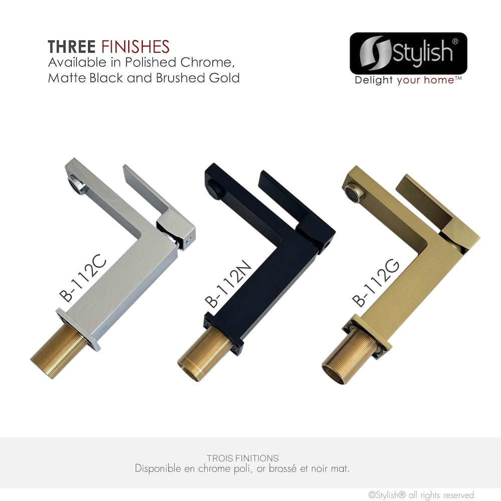 Robinet de salle de bain à poignée unique Ava en or