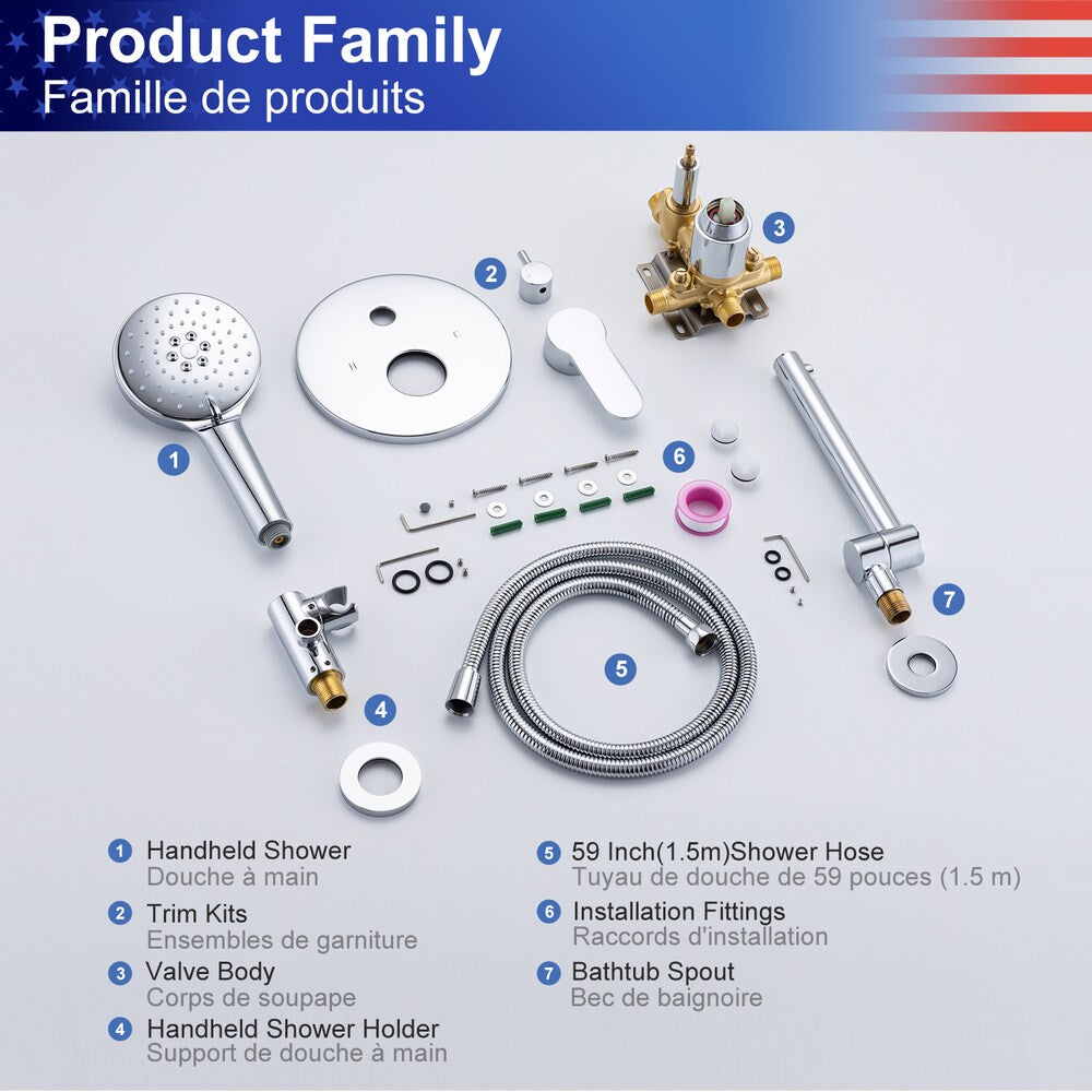 Single-Handle Wall Mount Roman Tub Faucet with Swivel Tub Spout and Rough-in Valve in Chrome