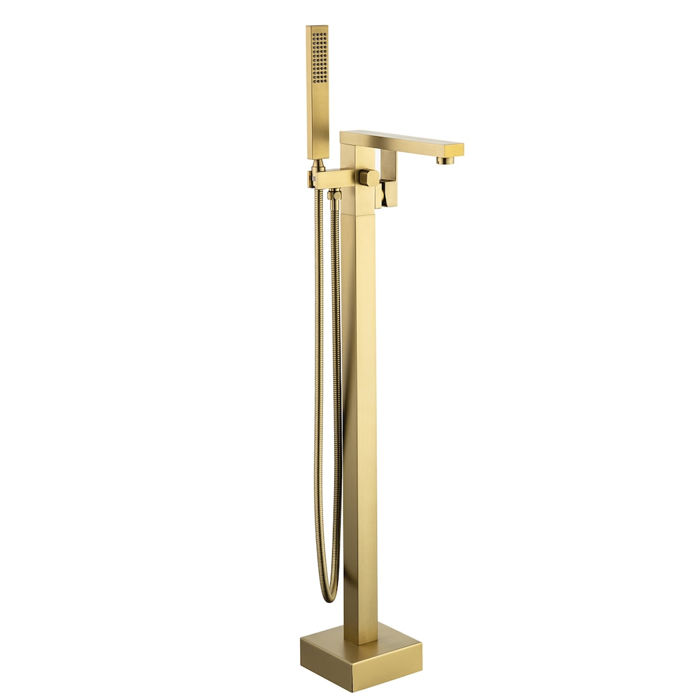 8010LSJ 1 Handle Floor Mounted Clawfoot Tub Faucet with Diverter and Hand Shower in Brushed Gold