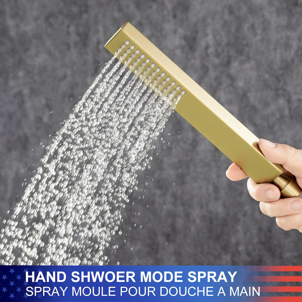 8010LSJ 1 Handle Floor Mounted Clawfoot Tub Faucet with Diverter and Hand Shower in Brushed Gold