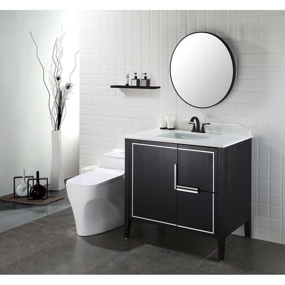 4 in. Centerset Double Handle Bathroom Faucet with Pop-up Drain in Matte Black