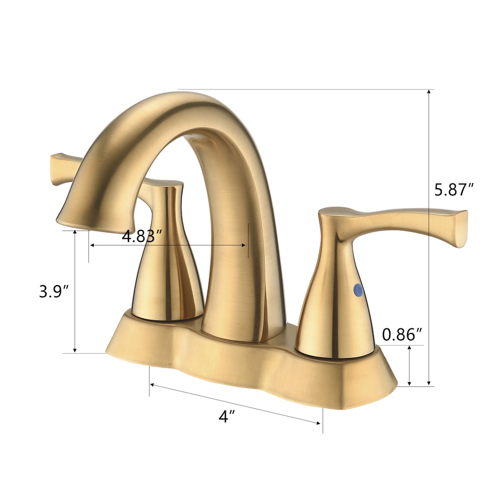 4 in. Centerset Double Handle Bathroom Faucet with Pop-up Drain in Brushed Gold