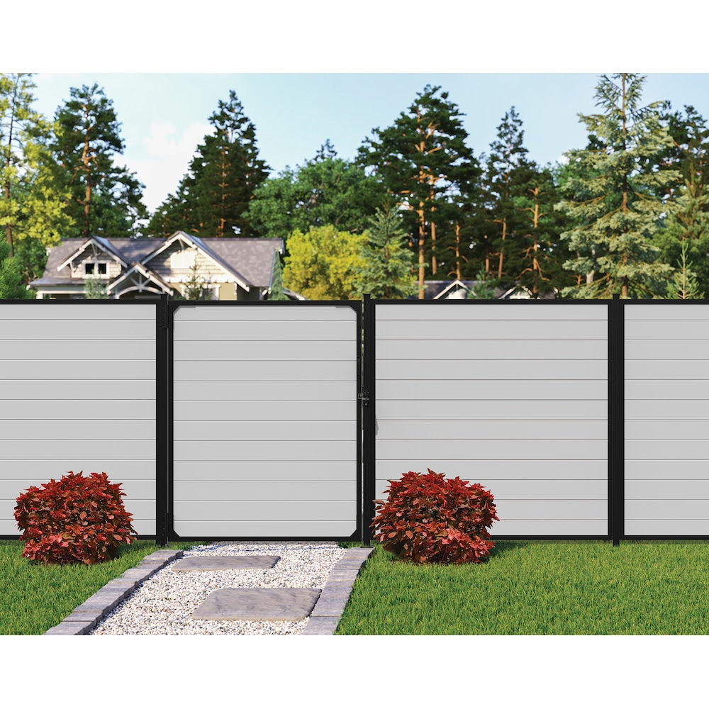 58" Steel Gate Kit for Vinyl/Wood Infill Boards Black