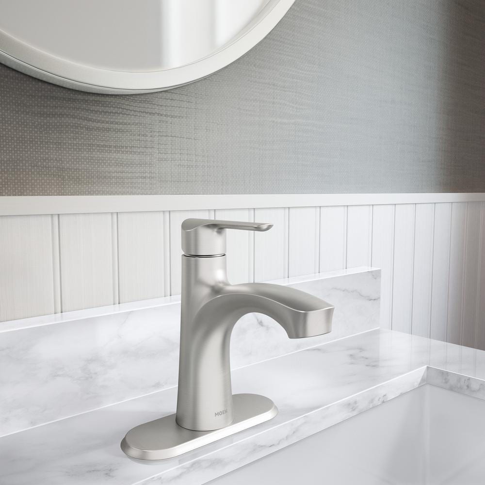 Findlay Single Handle 4-inch Centerset/Single Hole Bathroom Sink Faucet/Tap with Deckplate in Brushed Nickel (Valve Included)