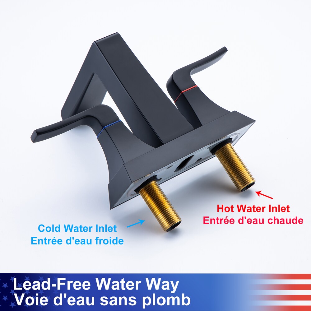 A2 Centerset Faucet 4-inch 2-Handle Bathroom Faucet with Drain Assembly in Matte Black