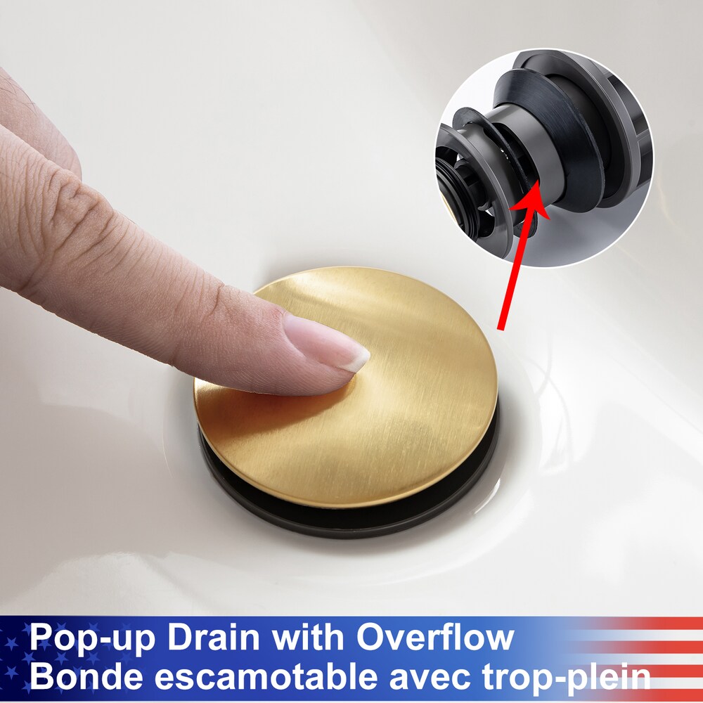 A2 Centerset Faucet 4-inch 2-Handle Bathroom Faucet with Drain Assembly in Brushed Gold