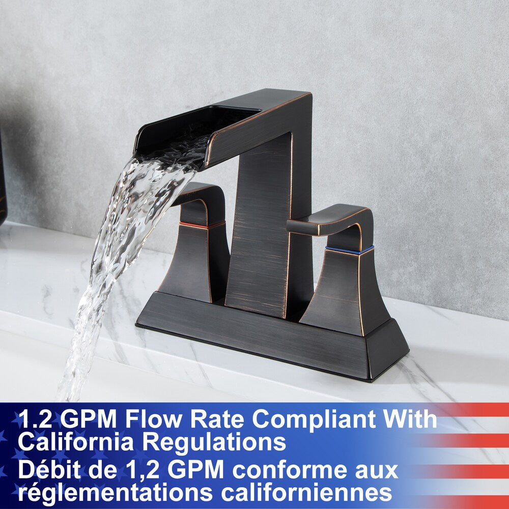 A2 Centerset Faucet 4-inch 2-Handle Bathroom Faucet with Drain Assembly in Oil Rubbed Bronze