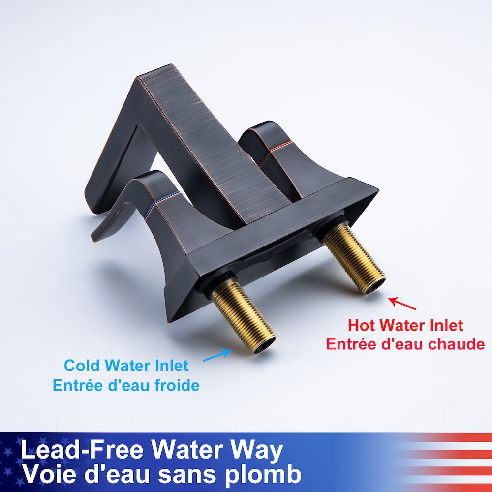 A2 Centerset Faucet 4-inch 2-Handle Bathroom Faucet with Drain Assembly in Oil Rubbed Bronze