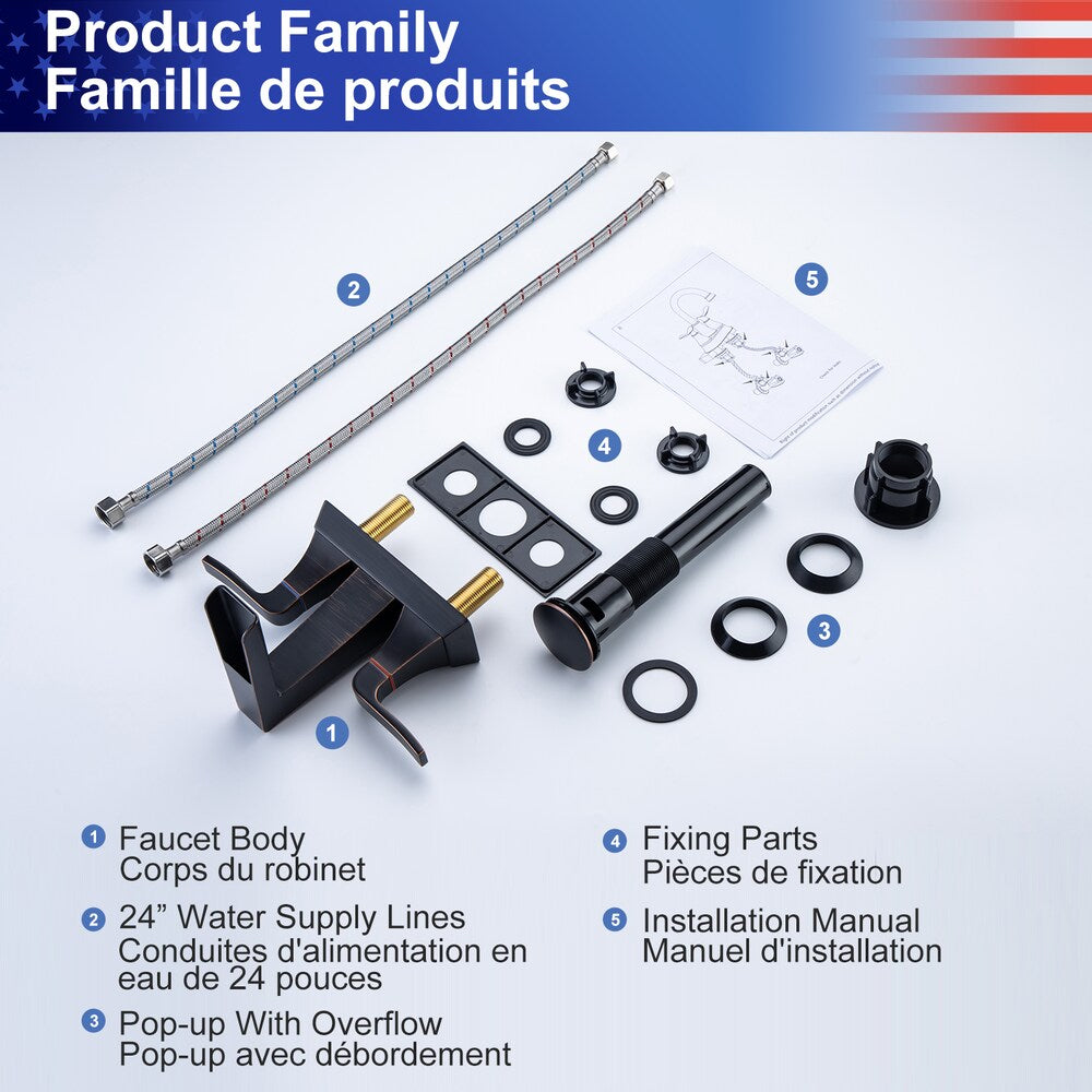 A2 Centerset Faucet 4-inch 2-Handle Bathroom Faucet with Drain Assembly in Oil Rubbed Bronze