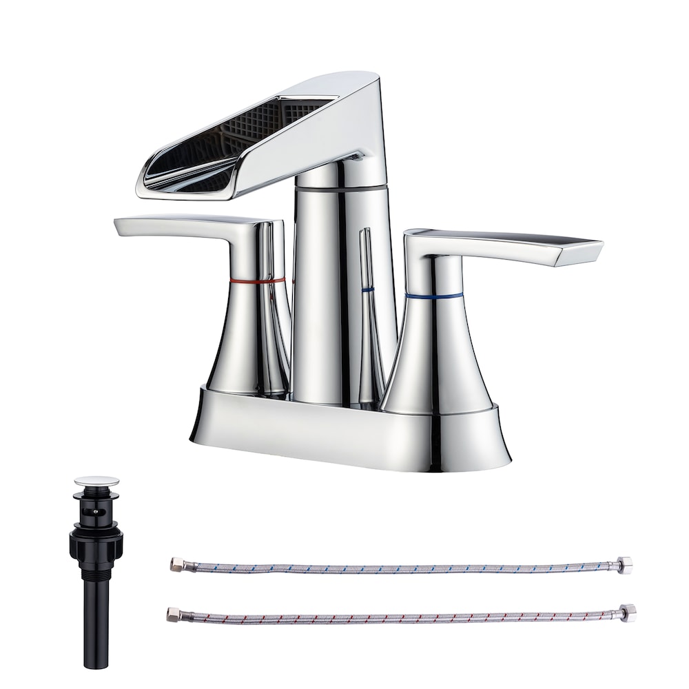A5 Centerset Faucet 4-inch 2-Handle Bathroom Faucet with Drain Assembly in Chrome