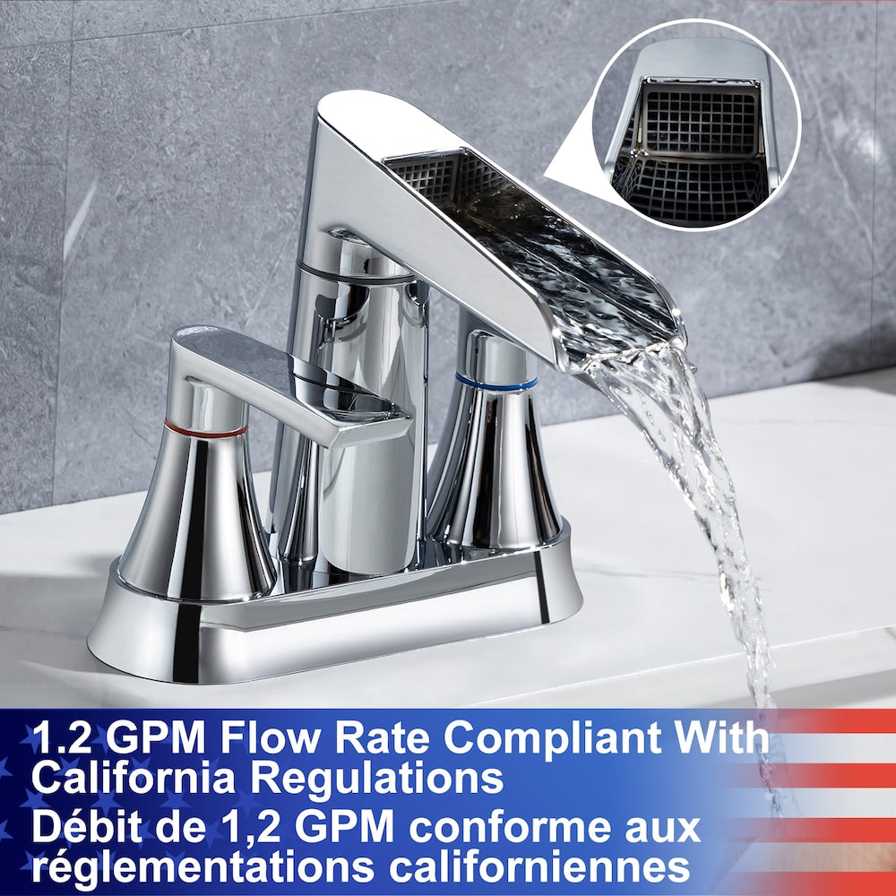 A5 Centerset Faucet 4-inch 2-Handle Bathroom Faucet with Drain Assembly in Chrome