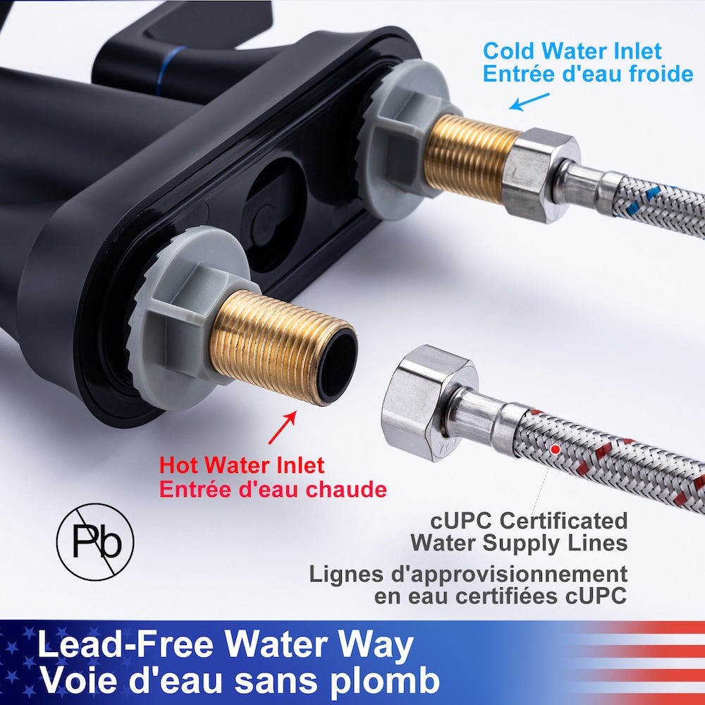 A5 Centerset Faucet 4-inch 2-Handle Bathroom Faucet with Drain Assembly in Matte Black