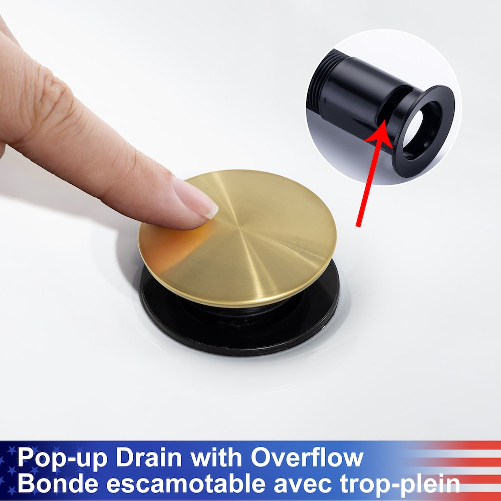 B2 Widespread Faucet 8-inch 2-Handle Bathroom Faucet with Drain Assembly in Brushed Gold