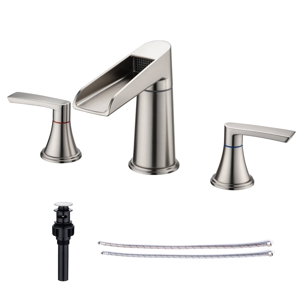 B5 Widespread Faucet 8-inch 2-Handle Bathroom Faucet with Drain Assembly in Brushed Nickel