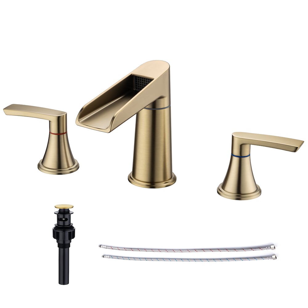 B5 Widespread Faucet 8-inch 2-Handle Bathroom Faucet with Drain Assembly in Brushed Gold
