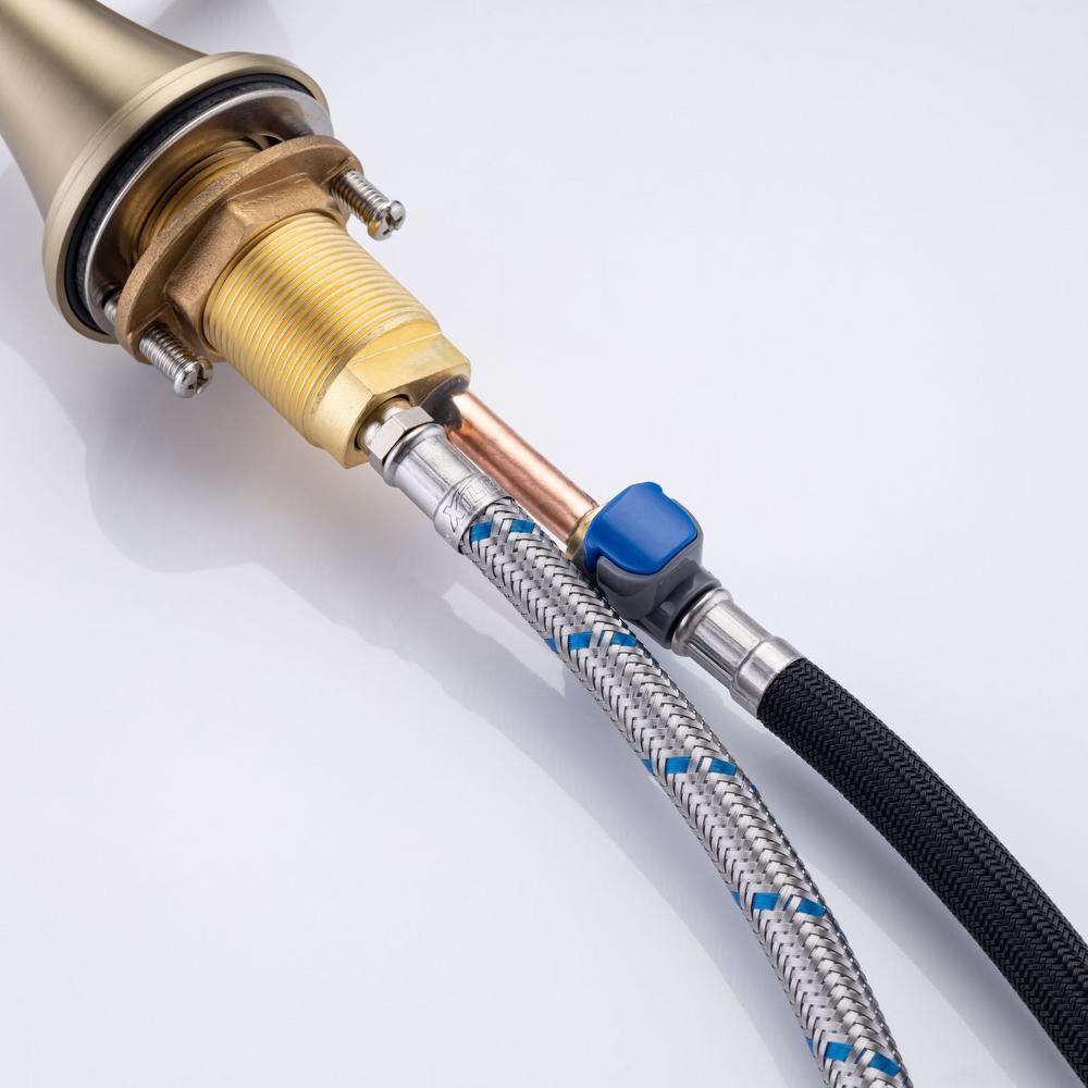 B5 Widespread Faucet 8-inch 2-Handle Bathroom Faucet with Drain Assembly in Brushed Gold