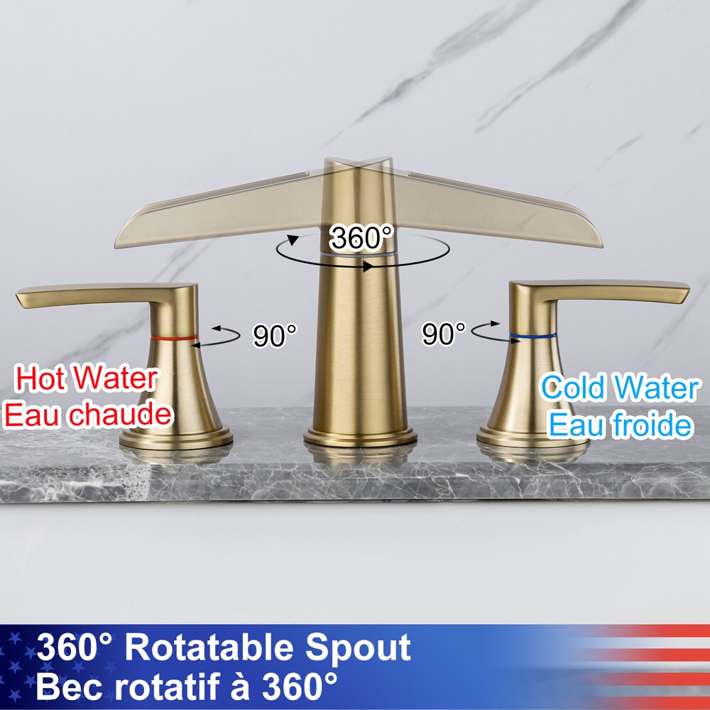B5 Widespread Faucet 8-inch 2-Handle Bathroom Faucet with Drain Assembly in Brushed Gold