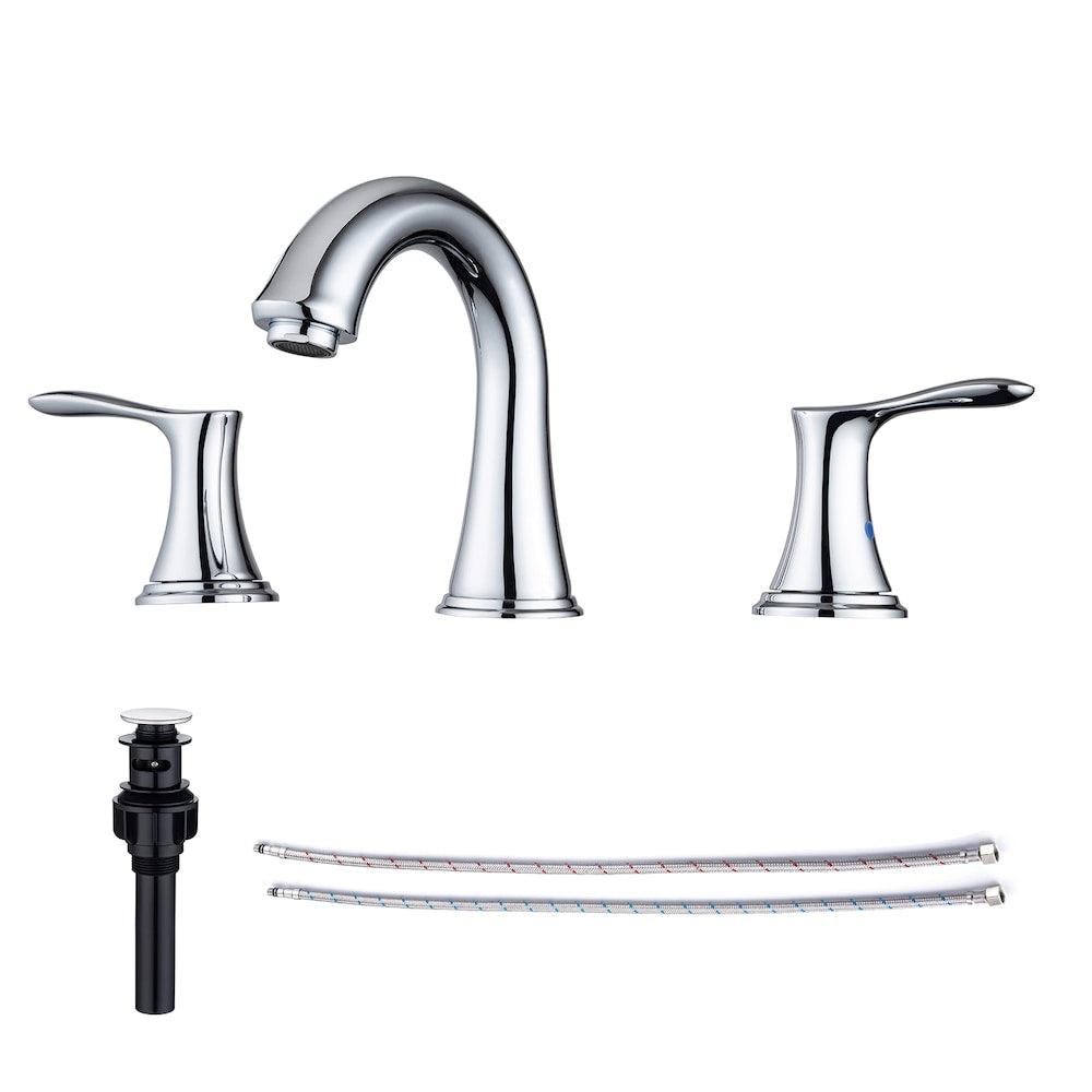 B7 Widespread Faucet 8-inch 2-Handle Bathroom Faucet with Drain Assembly in Chrome