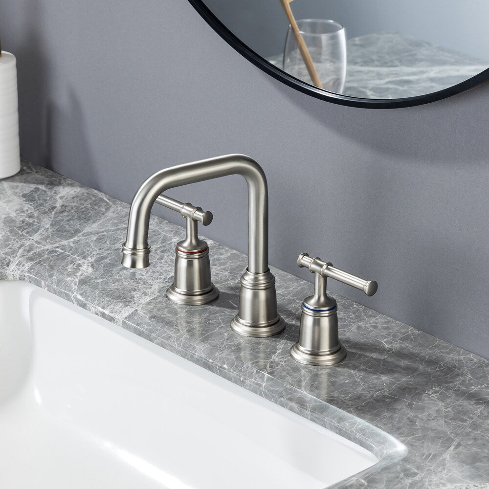 B8 Widespread Faucet 8-inch 2-Handle Bathroom Faucet with Drain Assembly in Brushed Nickel