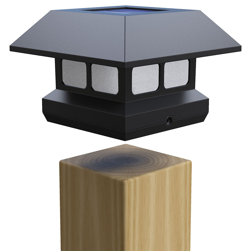 4-inch x 4-inch Plastic 10-Lumen Solar Light Post Cap in Black for Deck or Fence Posts