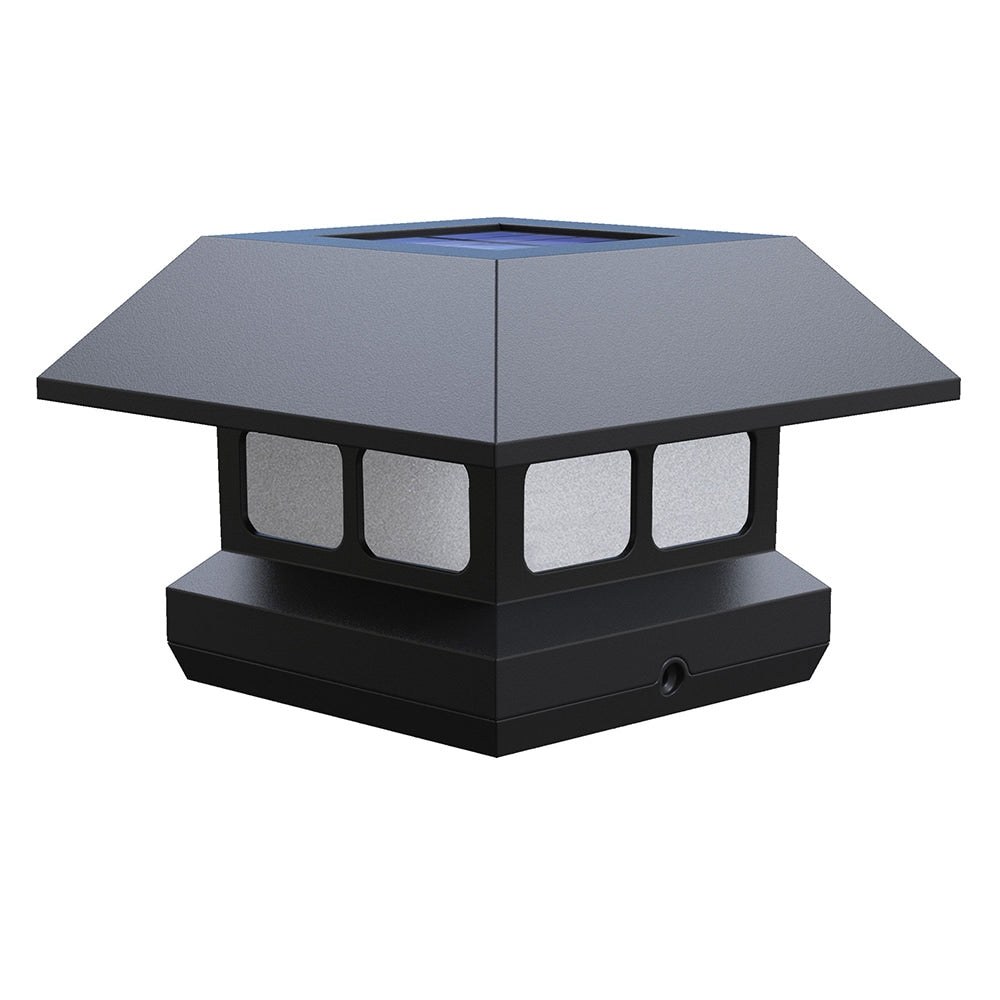 4-inch x 4-inch Plastic 10-Lumen Solar Light Post Cap in Black for Deck or Fence Posts
