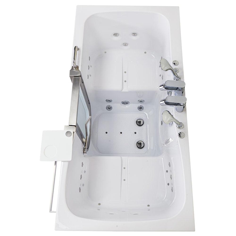 Baignoire à remous et à accès direct Escape de 6 pi avec drain central en blanc et massage des pieds indépendant