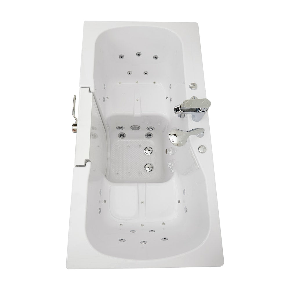 Baignoire balnéo et à jets d'air Tub4Two de 5 pi avec drain central, blanche, massage des pieds, porte à droite