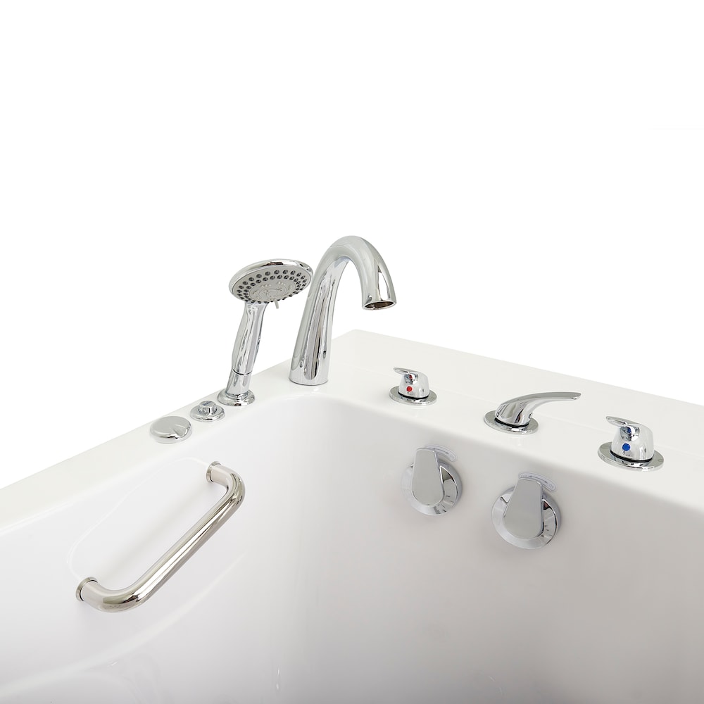 Baignoire balnéo à accès direct Capri de 4 pi 4 po à double drain à droite en blanc avec robinet à remplissage rapide