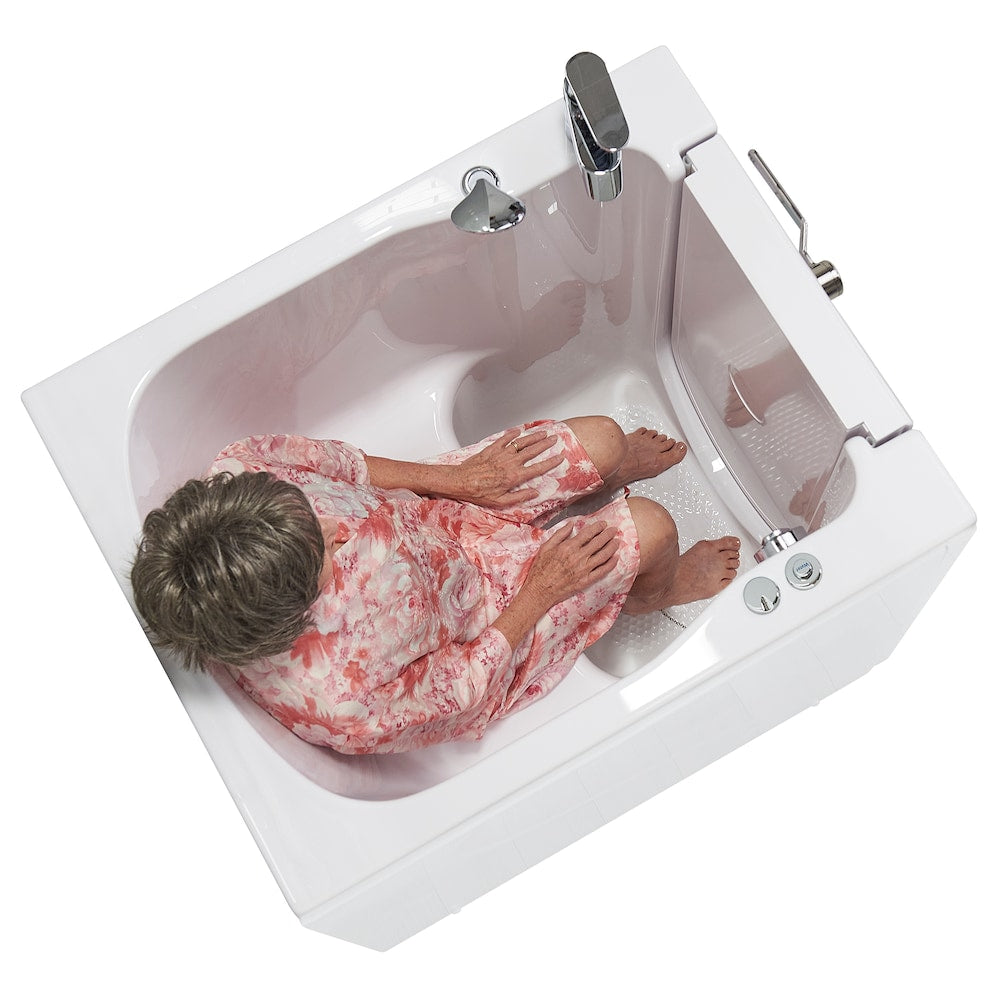 Baignoire à remous avant de 3 pi 4 po en blanc avec robinet à remplissage rapide, porte droite