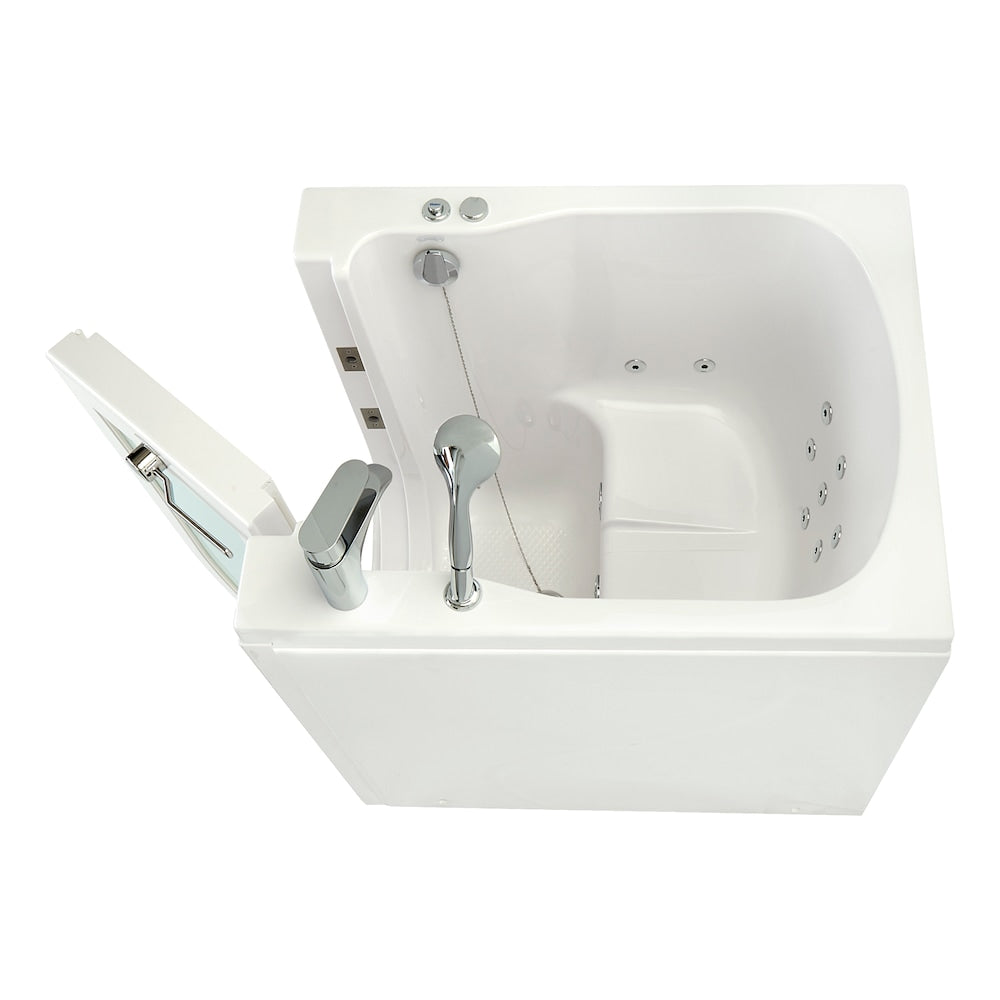 Baignoire à remous avant de 3 pi 4 po en blanc avec robinet à remplissage rapide, porte droite